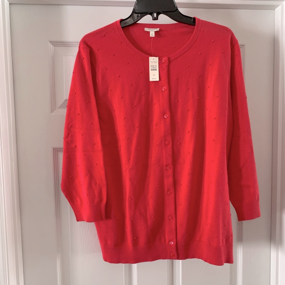 Salmon Dark Pink Polka Dot Cardigan